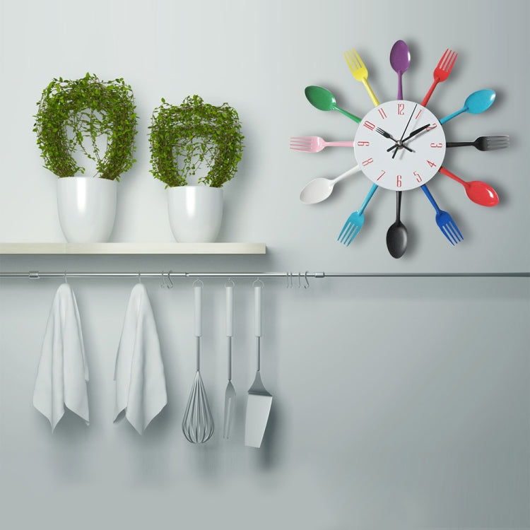 Cutlery Metal Kitchen Wall Clock Spoon Fork Creative Quartz Wall Mounted Clocks Modern Design Decorative Horloge White - Wall Clock by PMc TechLife | Online Shopping South Africa | PMc TechLife | Buy Now Pay Later Mobicred