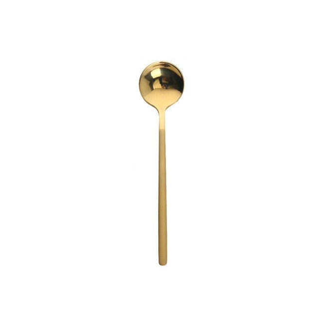 Mini Accessories Coffee Spoon Kitchen Dessertspoon Dining Round Shape Coffee  Stainless Steel Home, Size:17cm(Golden) - free shipping - PMC TechLife - Order now!