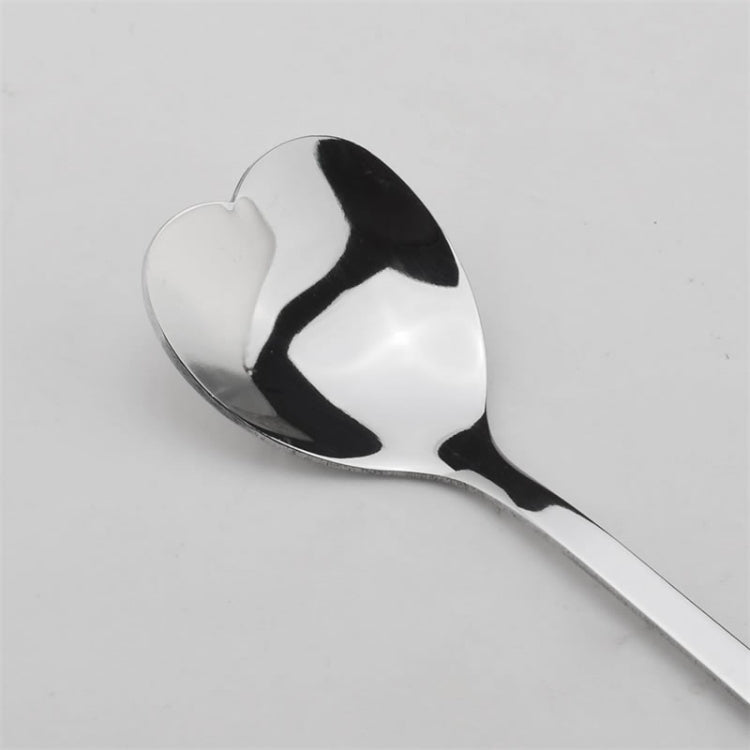 2 PCS Stainless Steel Spoon Portable Metal Coffee Teaspoon Creative Love Heart Shaped Wedding Party Gift Dinnerware, Color:Silver Single Hole Love - free shipping - PMC TechLife - Order now!