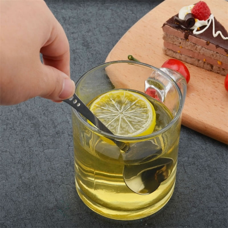 2 PCS Stainless Steel Spoon Portable Metal Coffee Teaspoon Creative Love Heart Shaped Wedding Party Gift Dinnerware, Color:Rose Gold Porous Love - free shipping - PMC TechLife - Order now!