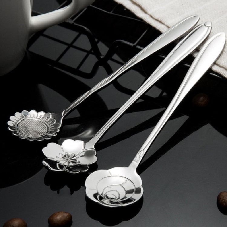 3 PCS Stainless Steel Household Creative Flower Spoon Coffee Stirring Spoon, Style:Sunflower Spoon - free shipping - PMC TechLife - Order now!