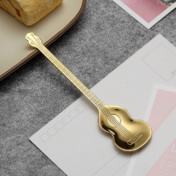 Stainless Steel Coffee Mixing Spoon Creative Musical Instrument Shape Spoon, Style:Guitar, Color:Titanium Gold - free shipping - PMC TechLife - Order now!