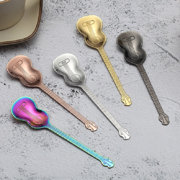 Stainless Steel Coffee Mixing Spoon Creative Musical Instrument Shape Spoon, Style:Lute, Color:Titanium Gold - free shipping - PMC TechLife - Order now!