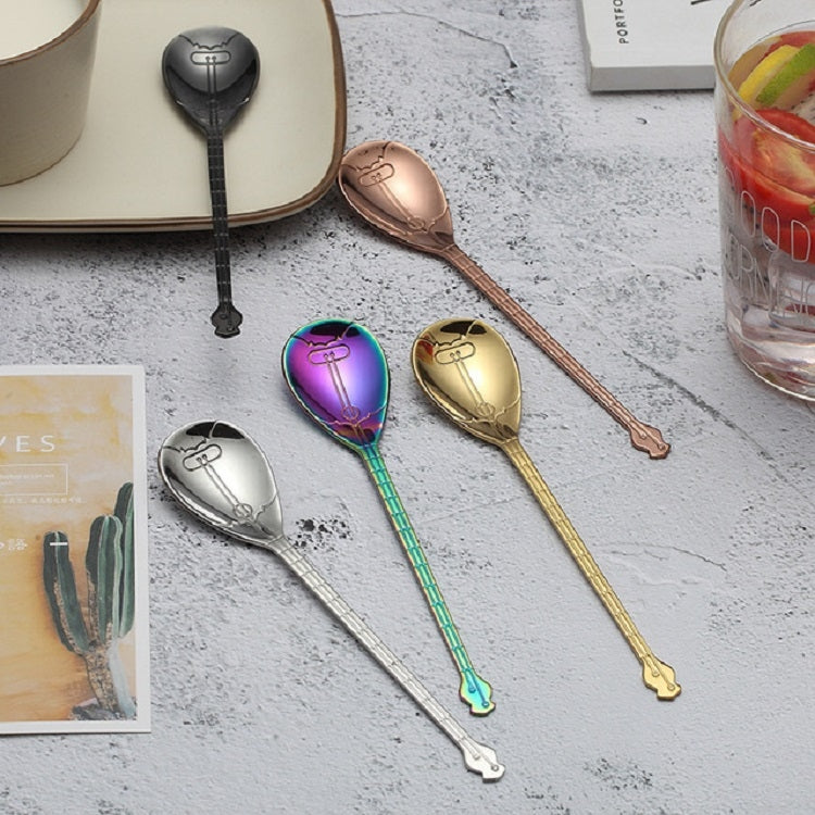 Stainless Steel Coffee Mixing Spoon Creative Musical Instrument Shape Spoon, Style:Yueqin, Color:Titanium Gold - free shipping - PMC TechLife - Order now!