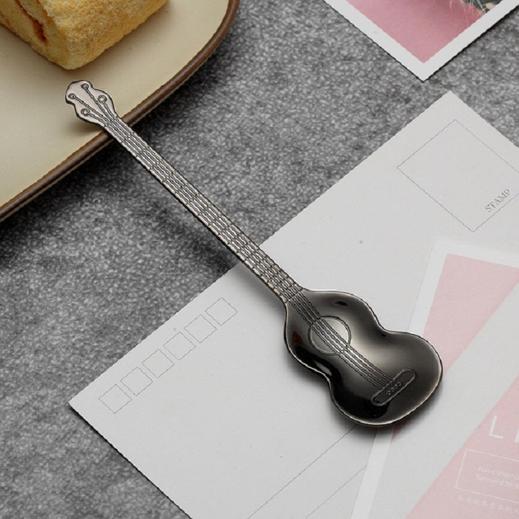 Stainless Steel Coffee Mixing Spoon Creative Musical Instrument Shape Spoon, Style:Guitar, Color:Titanium Black - free shipping - PMC TechLife - Order now!