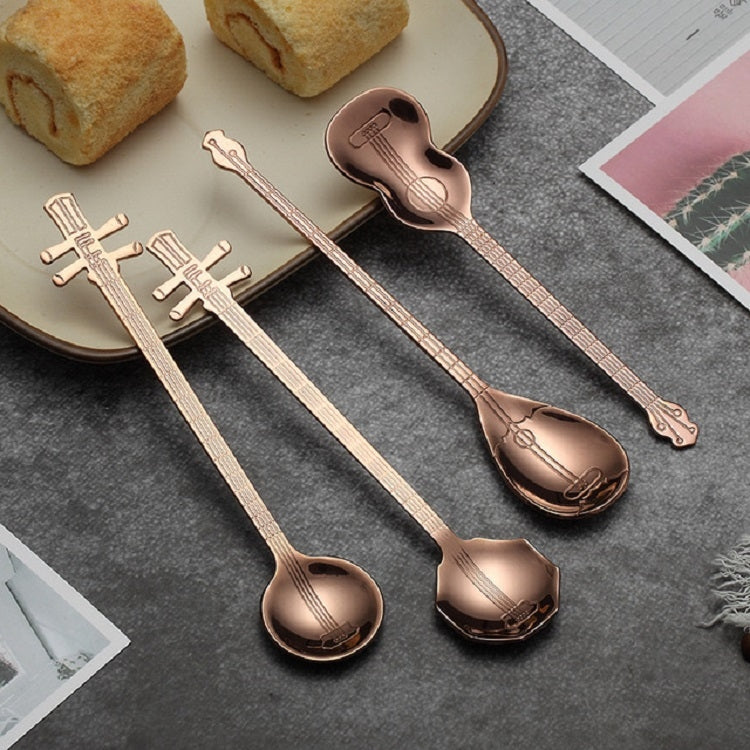 Stainless Steel Coffee Mixing Spoon Creative Musical Instrument Shape Spoon, Style:Lute, Color:Colorful - free shipping - PMC TechLife - Order now!