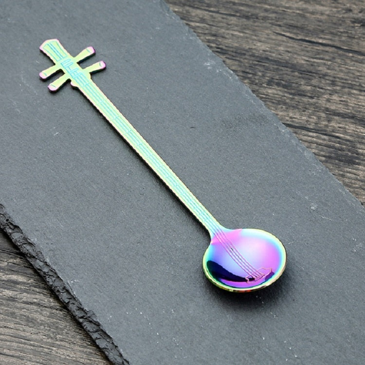 Stainless Steel Coffee Mixing Spoon Creative Musical Instrument Shape Spoon, Style:Yueqin, Color:Colorful - free shipping - PMC TechLife - Order now!