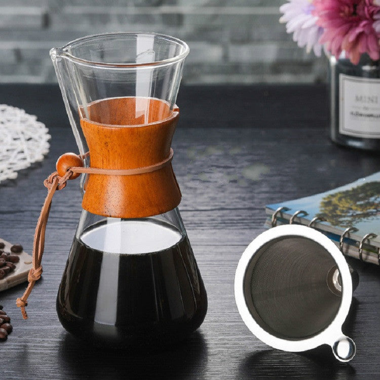 Heat Resistant Glass Coffee Pot Convenient Hand Made Pot, Specification:600ml Coffee Pot with Strainer - free shipping - PMC TechLife - Order now!