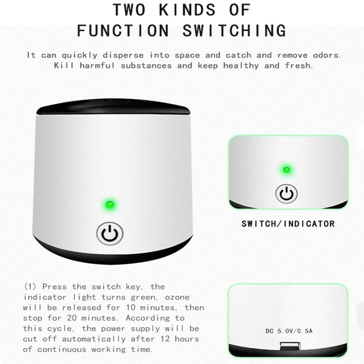 ZC-168 Refrigerator Car Active Oxygen  Ozone Disinfection Sterilization Deodorization Purification Mini Air Purifier - free shipping - PMC TechLife - Order now!