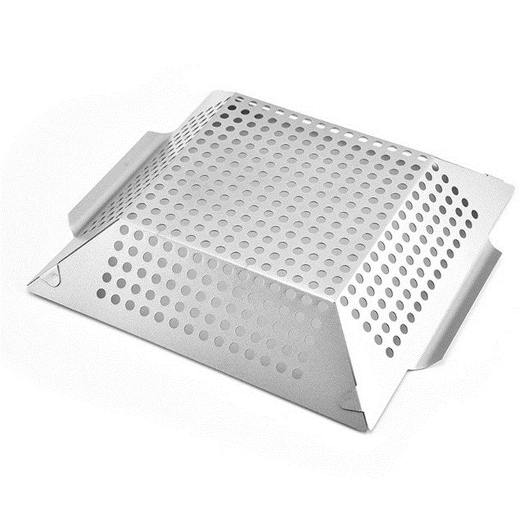 Stainless Steel Square Grill Leak Tray With Hole Grill Tray Outdoor Grill Tool BBQ Vegetables 12 inch Grill Tray - Cookwares & Tablewares by PMC TechLife | Online Shopping South Africa | PMC TechLife