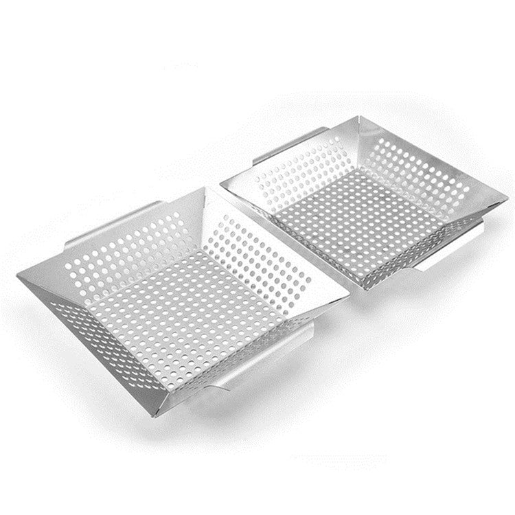 Stainless Steel Square Grill Leak Tray With Hole Grill Tray Outdoor Grill Tool BBQ Vegetables 12 inch Grill Tray - Cookwares & Tablewares by PMC TechLife | Online Shopping South Africa | PMC TechLife