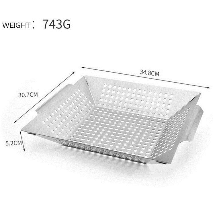 Stainless Steel Square Grill Leak Tray With Hole Grill Tray Outdoor Grill Tool BBQ Vegetables 12 inch Grill Tray - Cookwares & Tablewares by PMC TechLife | Online Shopping South Africa | PMC TechLife