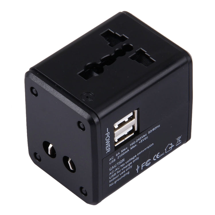 World-Wide Universal Travel Concealable Plugs Adapter with & Built-in Dual USB Ports Charger for US, UK, AU, EU(Black) - free shipping - PMC TechLife - Order now!