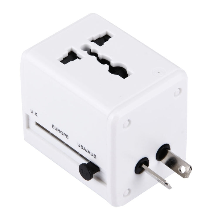 World-Wide Universal Travel Concealable Plugs Adapter with & Built-in Dual USB Ports Charger for US, UK, AU, EU(White) - Plug Adaptor by PMC TechLife | Online Shopping South Africa | PMC TechLife | Buy Now Pay Later Mobicred