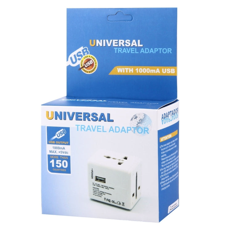 World-Wide Universal Travel Concealable Plugs Adapter with & Built-in Dual USB Ports Charger for US, UK, AU, EU(White) - Plug Adaptor by PMC TechLife | Online Shopping South Africa | PMC TechLife | Buy Now Pay Later Mobicred