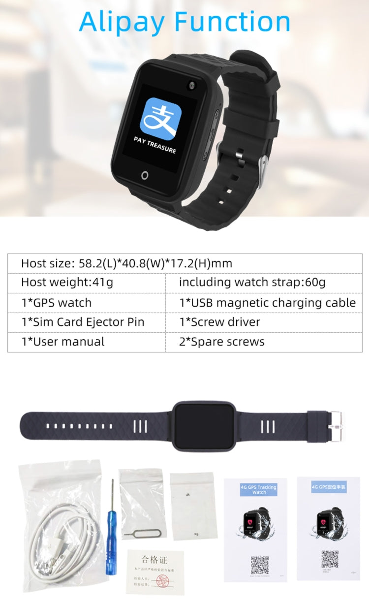 REACHFAR RF-V46-A GPS Smart Tracker WatchBand, Support SOS / Camera / Health Management / 4G LTE / Blood Pressure / Heart Rate, For Asia / Europe / Africa / Australia(Black) - Personal Tracker by PMC TechLife | Online Shopping South Africa | PMC TechLife