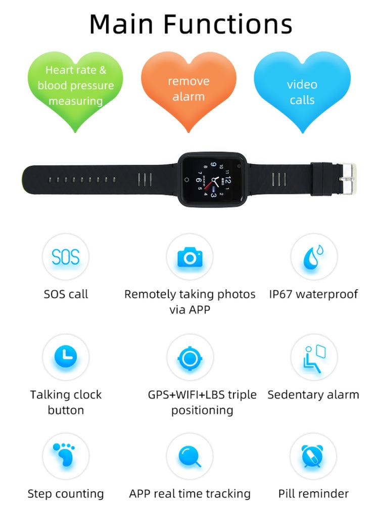 REACHFAR RF-V46-A GPS Smart Tracker WatchBand, Support SOS / Camera / Health Management / 4G LTE / Blood Pressure / Heart Rate, For Asia / Europe / Africa / Australia(Black) - Personal Tracker by PMC TechLife | Online Shopping South Africa | PMC TechLife