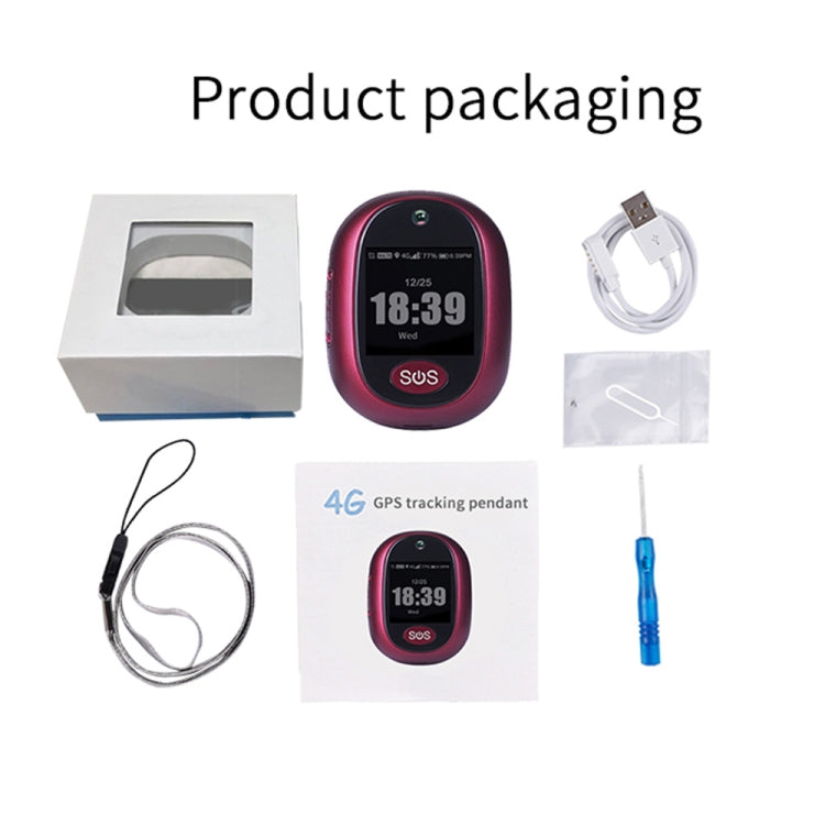 REACHFAR RF-V45-B Mini Touch Screen GPS Smart Tracker Pendant, Support SOS / Camera / Health Management / Video Calling / 4G LTE, For North America / South America(Wine Red) - free shipping - PMC TechLife - Order now!