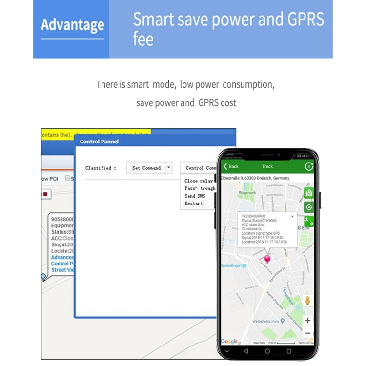 TK202A 2G Car Truck Vehicle Tracking GSM GPRS GPS Tracker Support AGPS, Battery Capacity: 6500MA - Car Tracker by PMC TechLife | Online Shopping South Africa | PMC TechLife