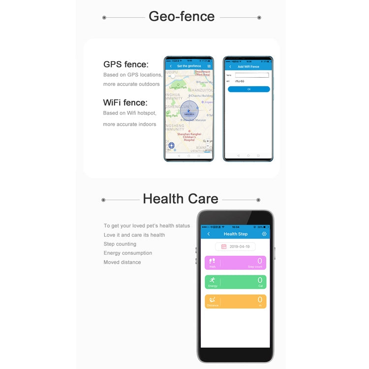 RF-V43 A Style IP67 Waterproof GPS + LBS + WiFi Pet Locator Pet Collar Tracking Device For Asia/Europe/Africa/Australia(Black) - Pet Tracker by PMC TechLife | Online Shopping South Africa | PMC TechLife