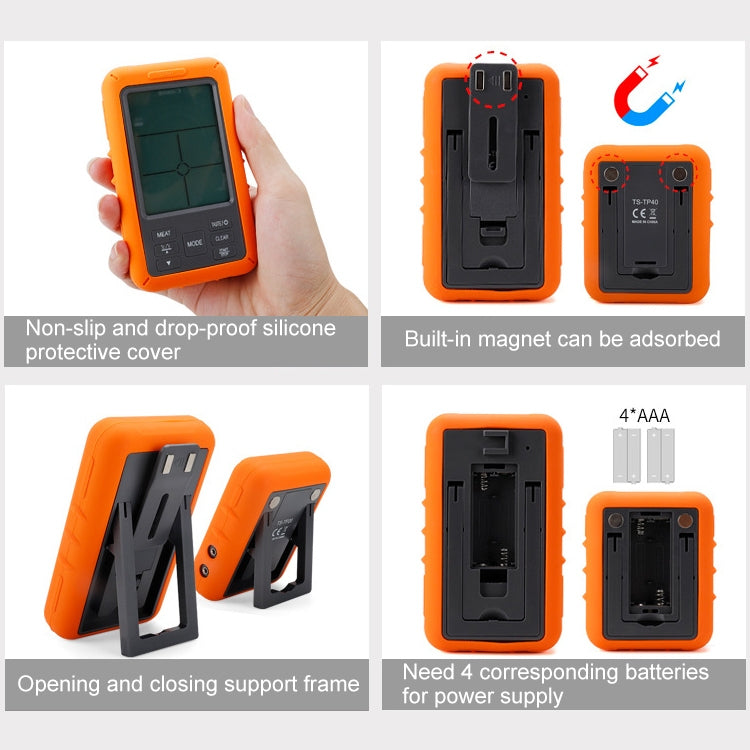 TS-TP40-A Kitchen Food Wireless Four Probe Thermometer, Probe is Waterproof - Cooking Thermometers by PMC TechLife | Online Shopping South Africa | PMC TechLife