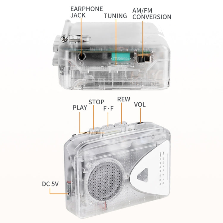 Portable Cassette Player Tape Player AM / FM Radio Receiver - Tape Converter by PMC TechLife | Online Shopping South Africa | PMC TechLife | Buy Now Pay Later Mobicred
