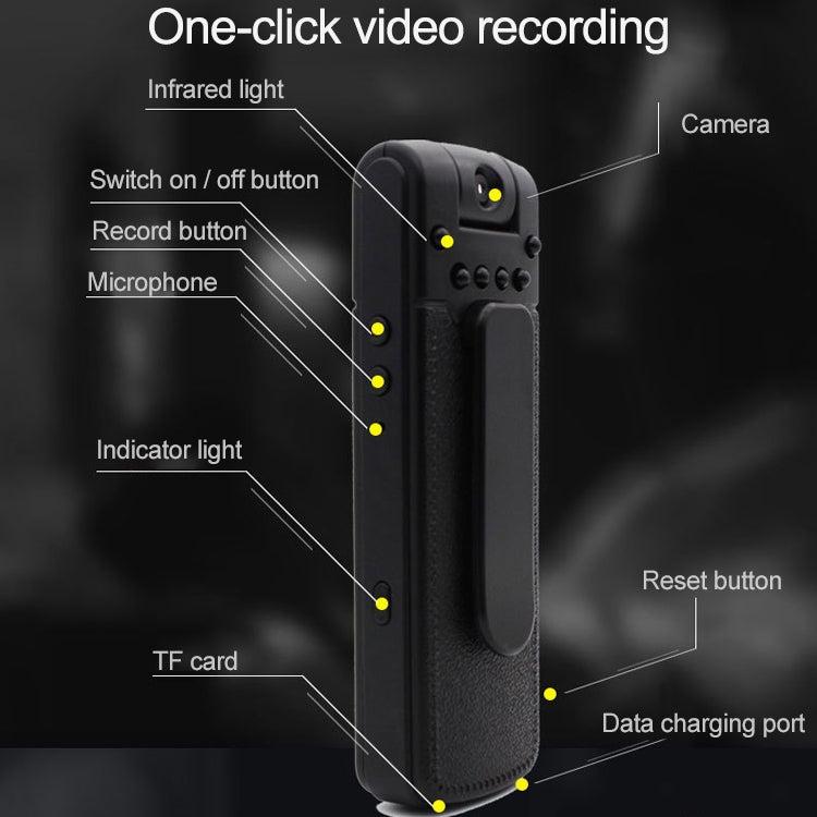 B18 Back Clip Design 1080P HD Camera Recording Pen, Support Motion Detection / Infrared Night Vision /180 Degrees Rotation Camera / TF Card (Silver Grey) - Recording Pen by PMC TechLife | Online Shopping South Africa | PMC TechLife