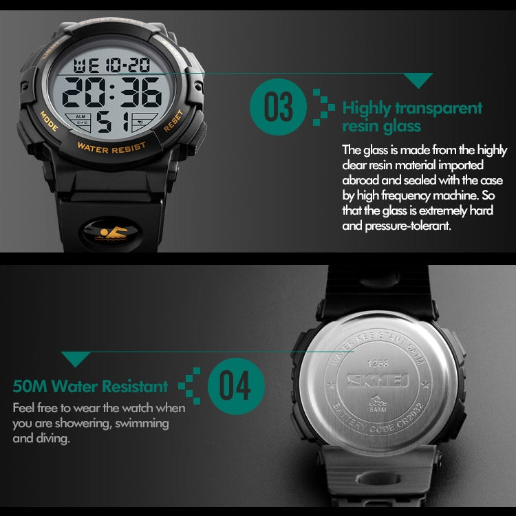 SKMEI 1258 Multifunctional Outdoor Sports Noctilucent Waterproof Wrist Watch, Size: S(Black) - free shipping - PMC TechLife - Order now!