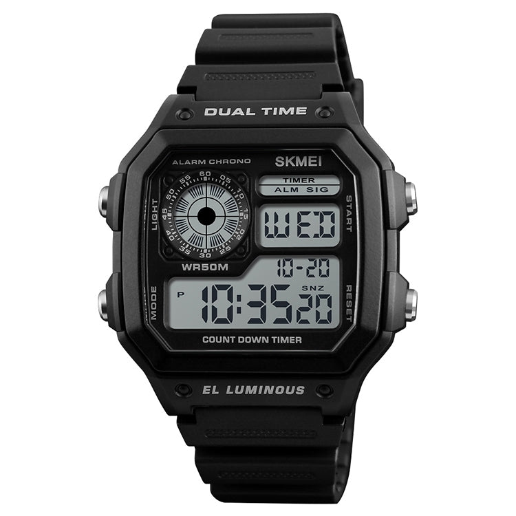 SKMEI 1299 Multifunctional Outdoor Sports Noctilucent Waterproof Digital Display Wrist Watch (Black) - free shipping - PMC TechLife - Order now!