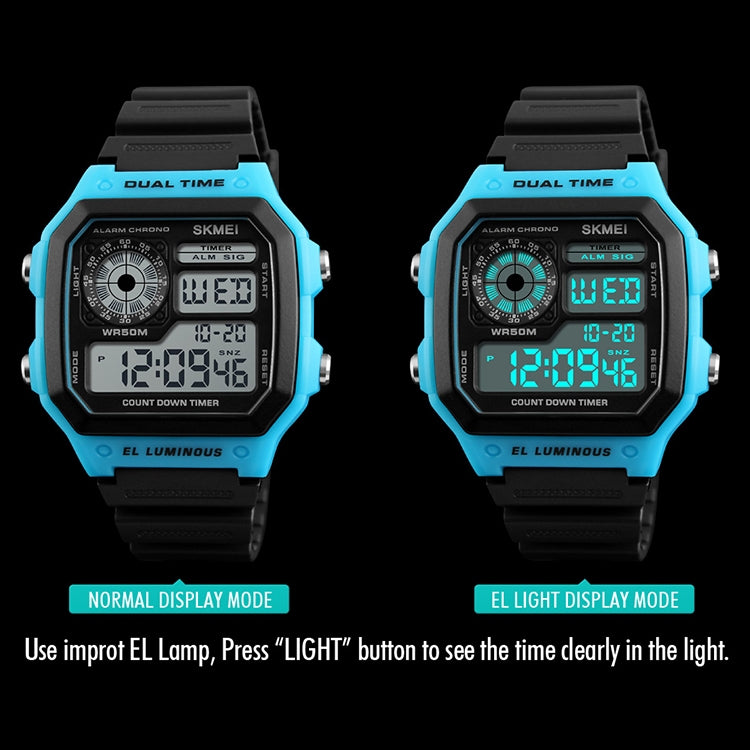 SKMEI 1299 Multifunctional Outdoor Sports Noctilucent Waterproof Digital Display Wrist Watch (Black) - free shipping - PMC TechLife - Order now!