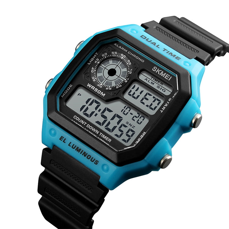 SKMEI 1299 Multifunctional Outdoor Sports Noctilucent Waterproof Digital Display Wrist Watch (Blue) - free shipping - PMC TechLife - Order now!