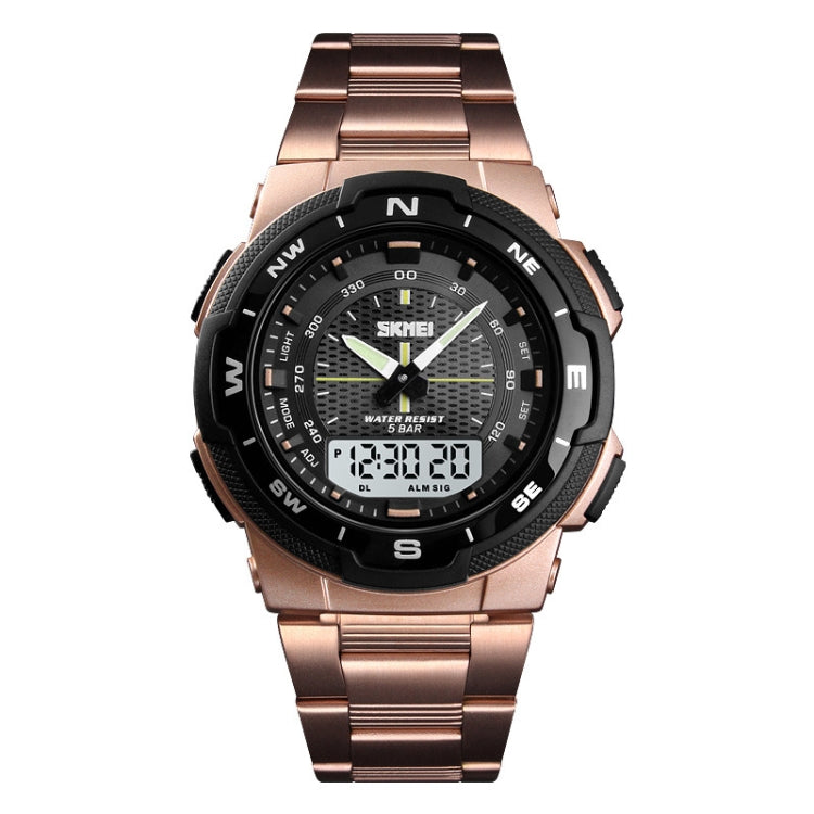 SKMEI 1370 Multifunctional Men Outdoor Sports Noctilucent Waterproof Stainless Steel Digital Wrist Watch (Rose Gold) - free shipping - PMC TechLife - Order now!