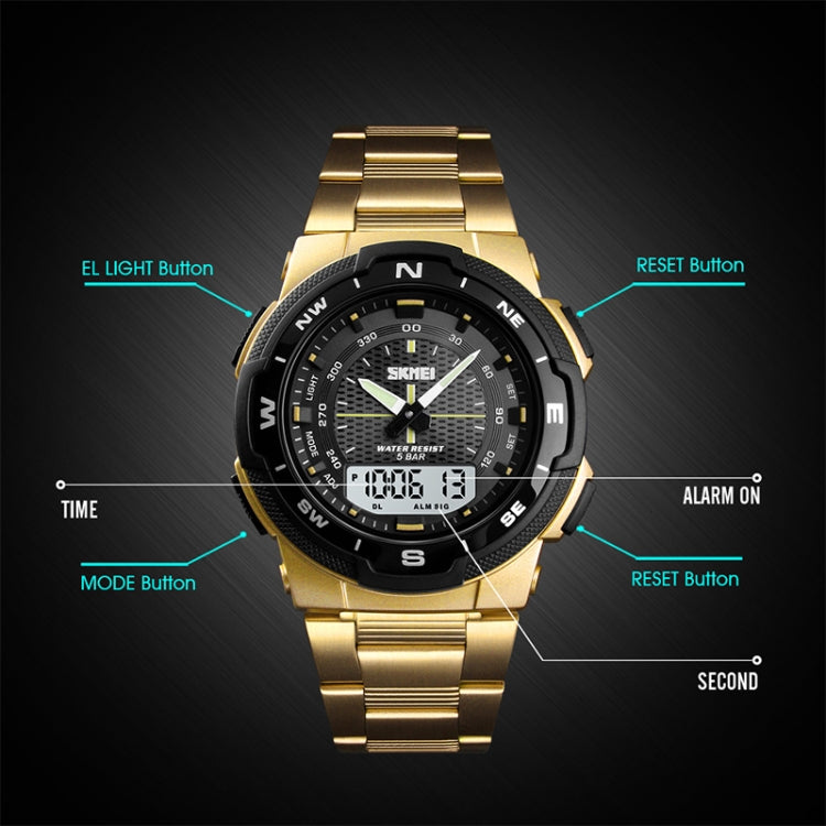 SKMEI 1370 Multifunctional Men Outdoor Sports Noctilucent Waterproof Stainless Steel Digital Wrist Watch (Black) - free shipping - PMC TechLife - Order now!