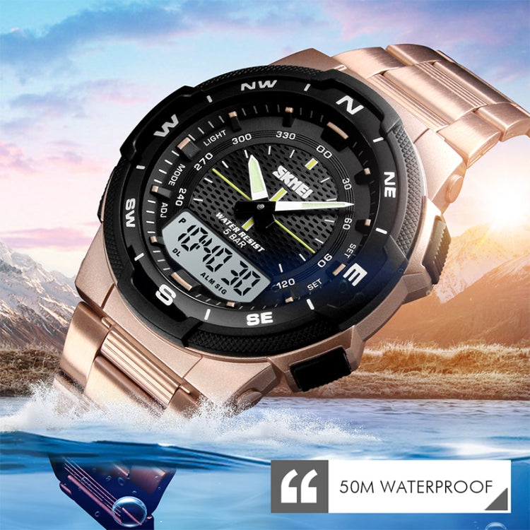 SKMEI 1370 Multifunctional Men Outdoor Sports Noctilucent Waterproof Stainless Steel Digital Wrist Watch (Silver) - free shipping - PMC TechLife - Order now!