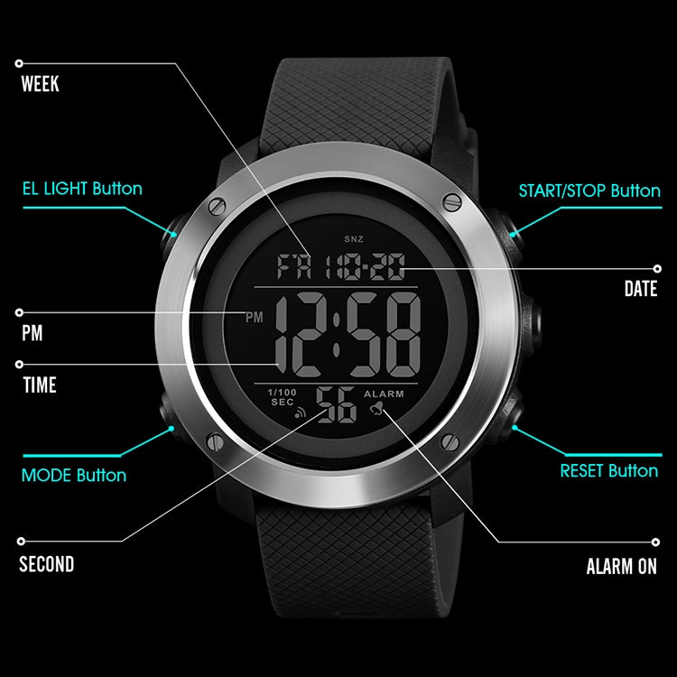SKMEI 1426 Multifunctional Outdoor Fashion Noctilucent Waterproof White Machine Rubber Ring Digital Watch(Army Green) - free shipping - PMC TechLife - Order now!