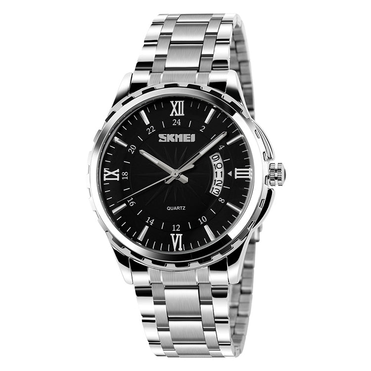 SKMEI 9069 Multifunctional Outdoor Fashion Business Waterproof Silver Shell Quartz Wrist Watch(Black) - free shipping - PMC TechLife - Order now!