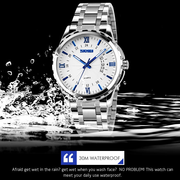 SKMEI 9069 Multifunctional Outdoor Fashion Business Waterproof Silver Shell Quartz Wrist Watch(Black) - free shipping - PMC TechLife - Order now!