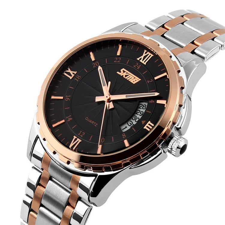 SKMEI 9069 Multifunctional Outdoor Fashion Business Waterproof Interval Gold Shell Quartz Wrist Watch(Gold) - free shipping - PMC TechLife - Order now!