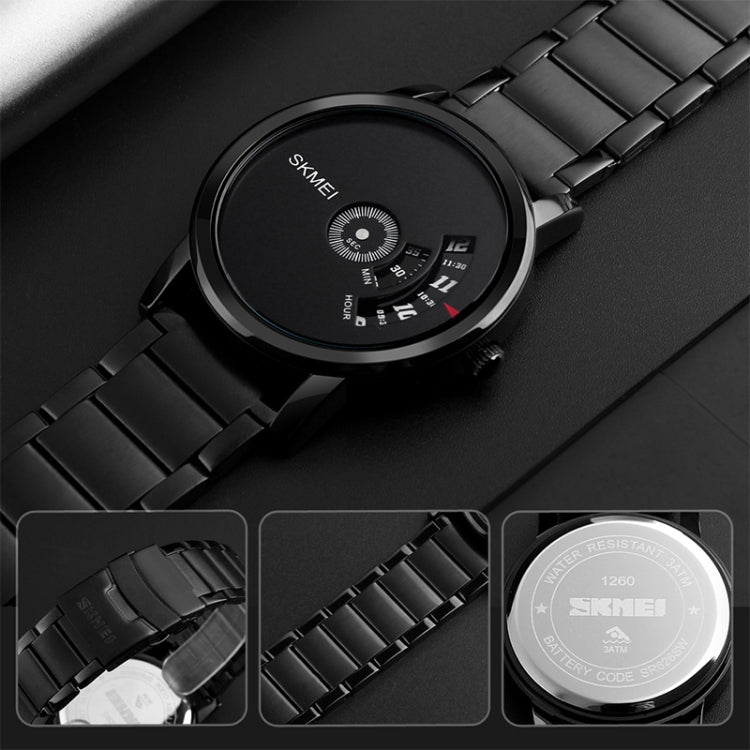 SKMEI 1260 Fashion Creative Pointer 30m Waterproof Quartz Wrist Watch with Stainless Steel Watchband(Silver+Black) - free shipping - PMC TechLife - Order now!