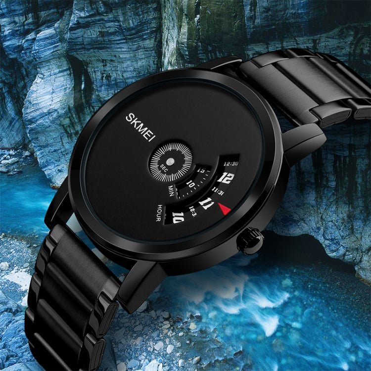 SKMEI 1260 Fashion Creative Pointer 30m Waterproof Quartz Wrist Watch with Stainless Steel Watchband(Silver+Black) - free shipping - PMC TechLife - Order now!