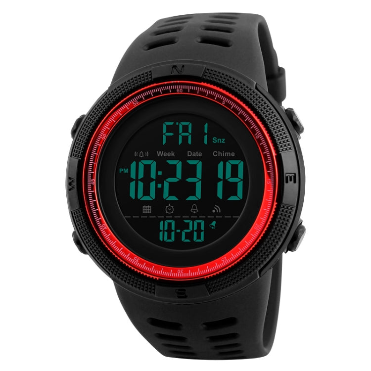 SKMEI 1251 Men Fashionable Outdoor 50m Waterproof Sports Watch Digital Watch with PU Watchband(Black Red) - free shipping - PMC TechLife - Order now!
