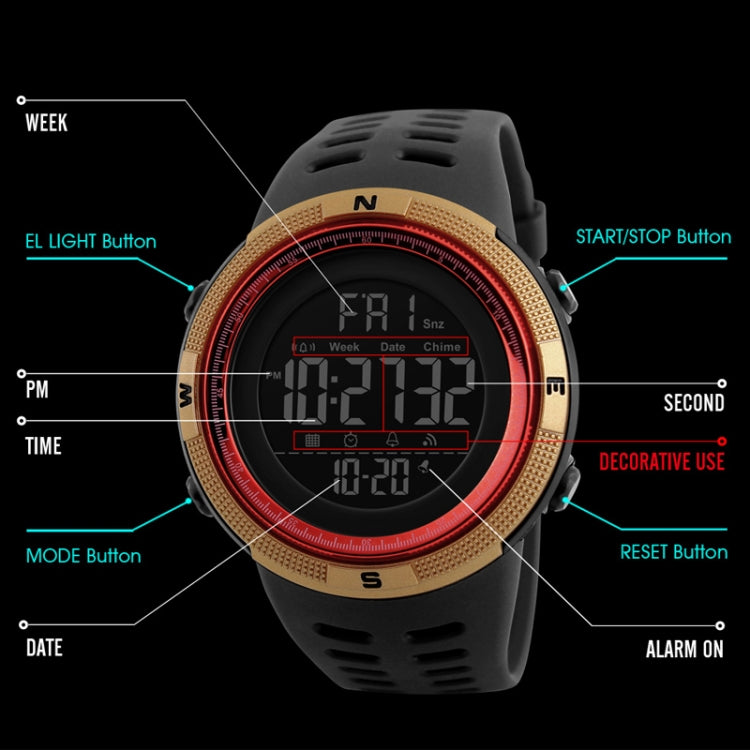 SKMEI 1251 Men Fashionable Outdoor 50m Waterproof Sports Watch Digital Watch with PU Watchband(Coffee) - free shipping - PMC TechLife - Order now!