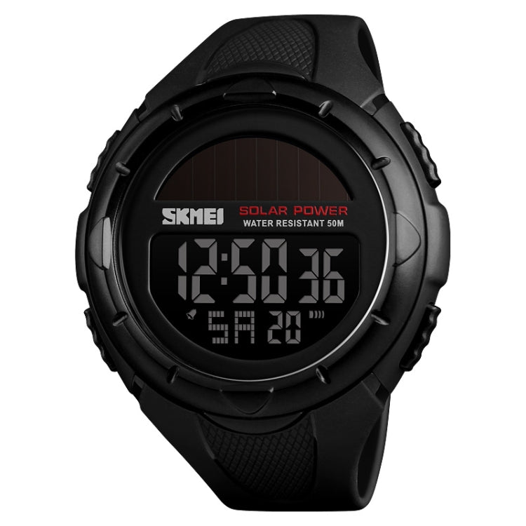 SKMEI 1405 Fashion Solar Power Outdoor Sports Watch Multifunctional 50m Waterproof Men Digital Watch(Black) - free shipping - PMC TechLife - Order now!