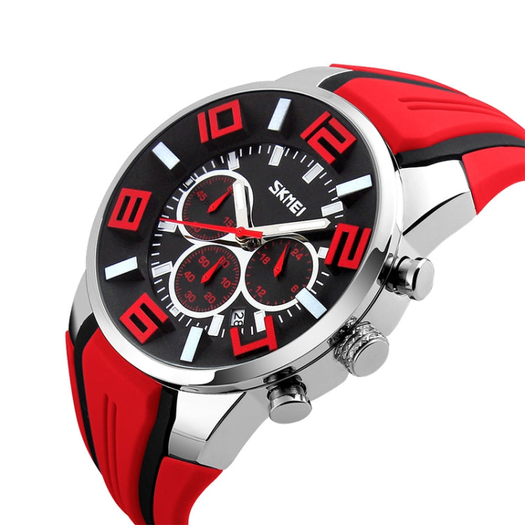 SKMEI 9128 Fashion Multifunctional 3D Large Dial Sports Wristwatch 30m Waterproof Quartz Watch(Red) - free shipping - PMC TechLife - Order now!
