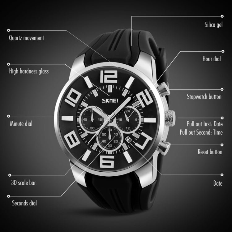 SKMEI 9128 Fashion Multifunctional 3D Large Dial Sports Wristwatch 30m Waterproof Quartz Watch(Red) - free shipping - PMC TechLife - Order now!