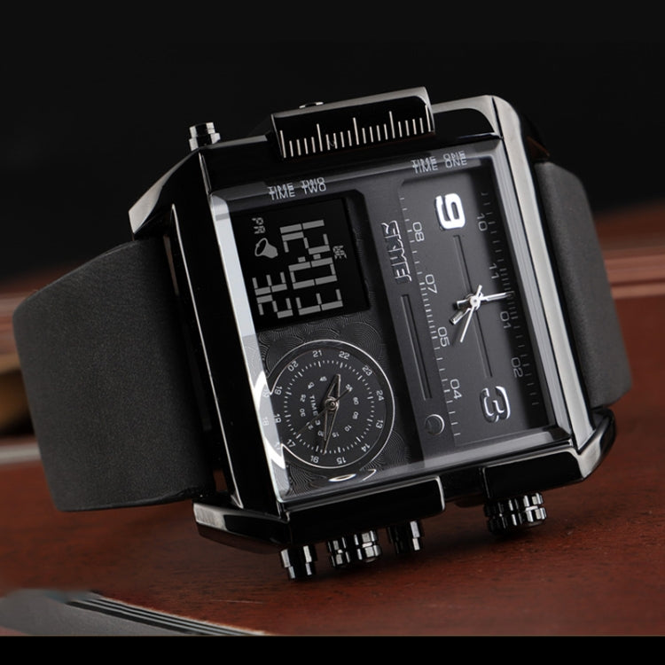 SKMEI 1391 Multifunctional Men Business Digital Watch 30m Waterproof Square Dial Wrist Watch with Leather Watchband(Silver+Coffee) - free shipping - PMC TechLife - Order now!