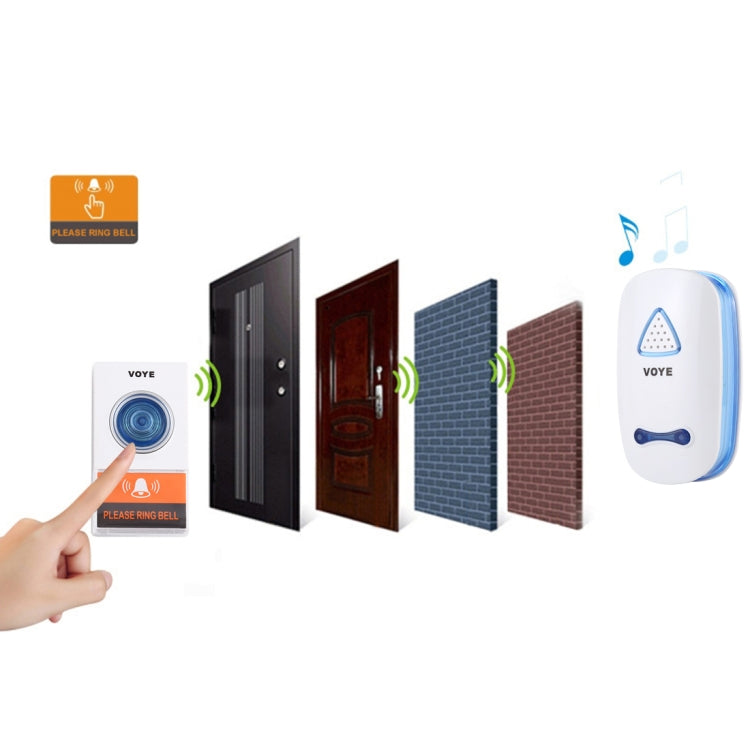 VOYE V025A Home Music Remote Control Wireless Doorbell with 38 Polyphony Sounds, US Plug (White) - Wireless Doorbell by VOYE | Online Shopping South Africa | PMc TechLife | Buy Now Pay Later Mobicred