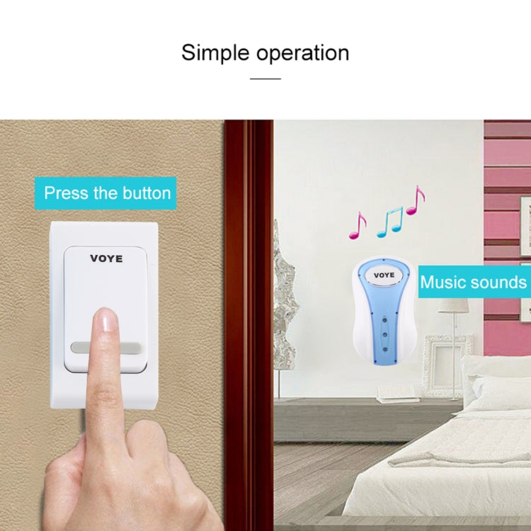 VOYE V008B Home Music Remote Control Wireless Doorbell with 38 Polyphony Sounds, US Plug (White) - Wireless Doorbell by VOYE | Online Shopping South Africa | PMc TechLife | Buy Now Pay Later Mobicred