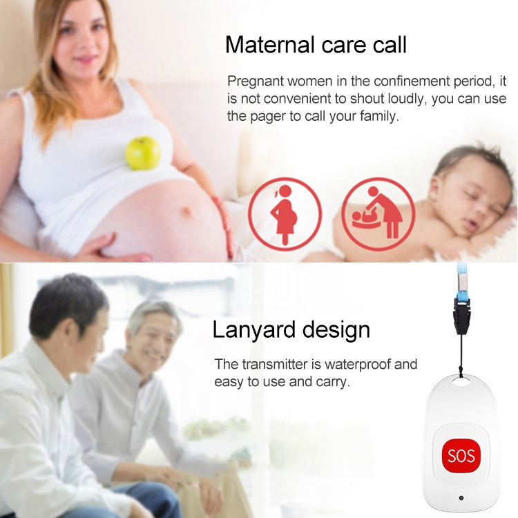 CACAZI C86 Wireless SOS Pager Doorbell Old man Child Emergency Alarm Remote Call Bell, EU Plug(White) - Wireless Doorbell by CACAZI | Online Shopping South Africa | PMC TechLife | Buy Now Pay Later Mobicred