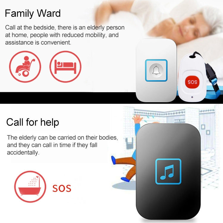 CACAZI C86 Wireless SOS Pager Doorbell Old man Child Emergency Alarm Remote Call Bell, UK Plug(White) - Wireless Doorbell by CACAZI | Online Shopping South Africa | PMC TechLife | Buy Now Pay Later Mobicred